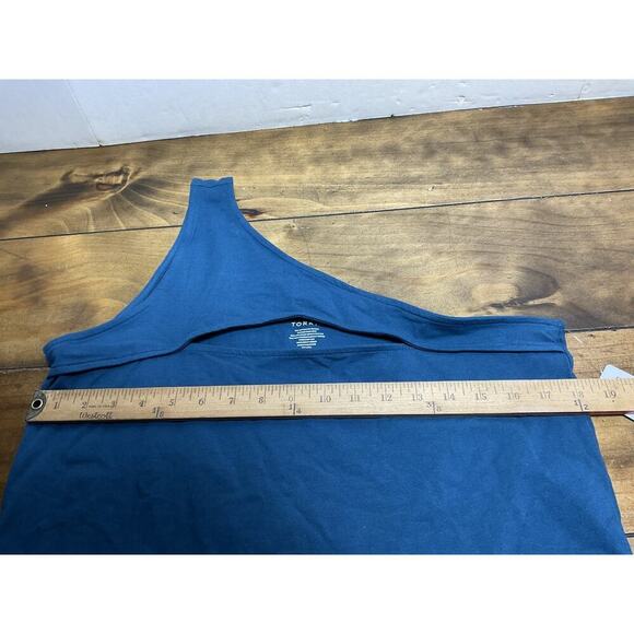 Torrid Top 2X One Shoulder Cut Out Foxy Teal Blue Plus Size Layering Tee Tank - Picture 6 of 9